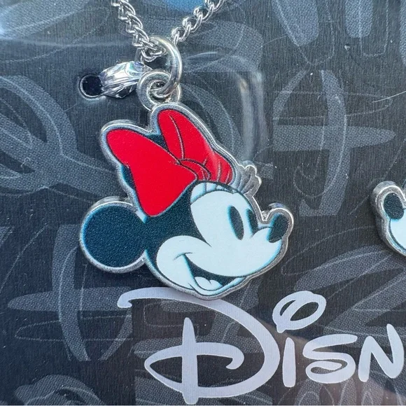 Disney Mickey and Minnie Mouse Silver and Red Necklace Set - Picture 2 of 4